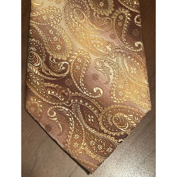 Stacy Adams Signature Gold Brown Hand Made 100% Microfiber Men’s Neck Tie - Picture 1 of 9